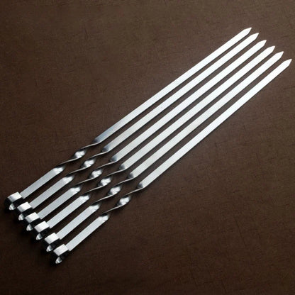 10/20/30/50/100Pcs Reusable Stainless Steel BBQ Skewers - Perfect for Outdoor Camping & Indoor Grilling Parties!
