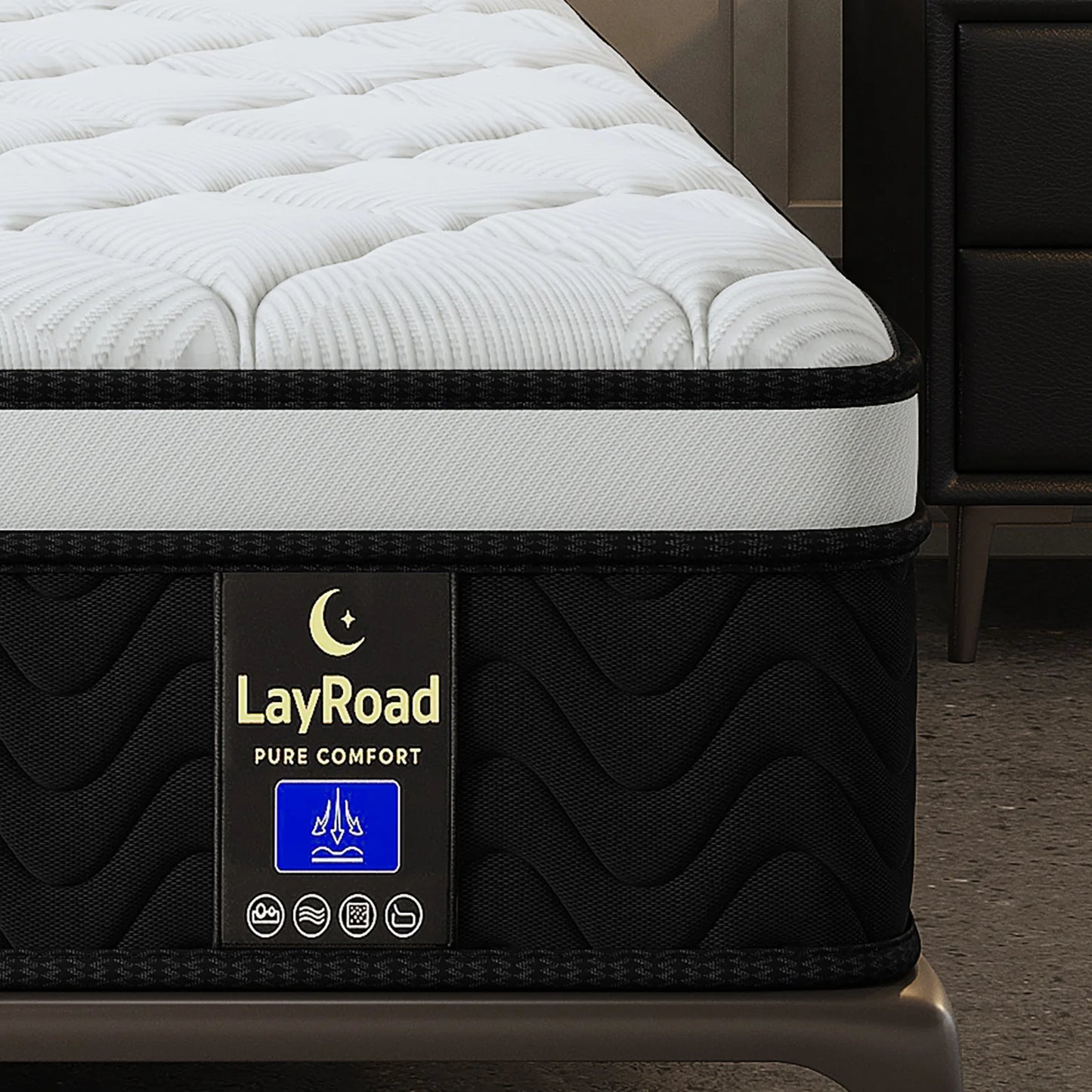 LayRoad 12/14Inch Memory Foam Spring Mattress Single/Double/Queen/King Sizes Boxed Mattress Medium Firmness Pressure Relief