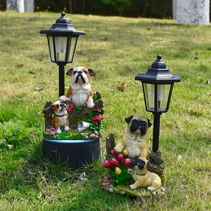 New Garden Solar Light Puppy Ornament Garden Ornament Sculpture Resin Craft Gift