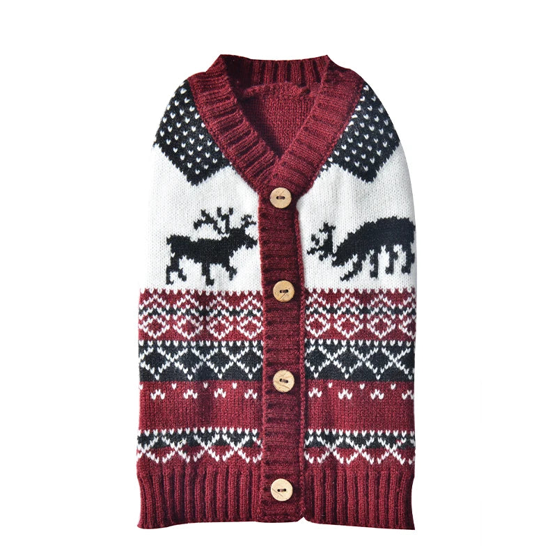 Winter Dog Sweater Christmas Deer Print Knitted Clothes Chihuahua Coat French Bulldog Jacket Puppy Warm Outfit Pet Supplies