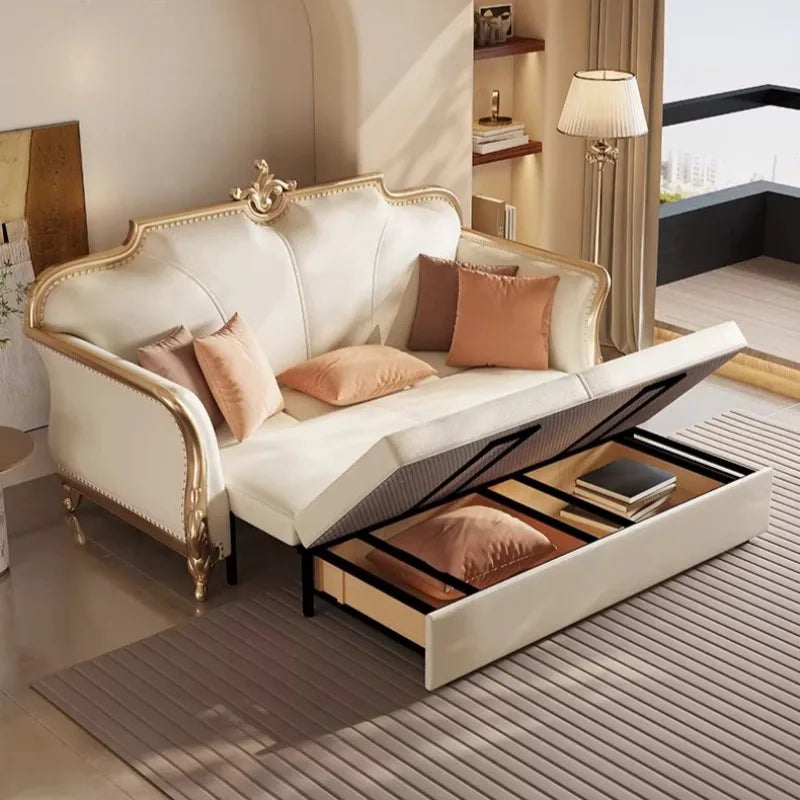 Italian Sleeper Living Room Sofa Apartment Romantic Design Leather Sofa Large Comfortable Muebles Para Habitacion Home Furniture