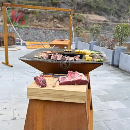 Barbecue Professional Bbq Grill Oven Charcoal Wood Barbecue Grill Corten Steel Fire Pit Bbq Grill