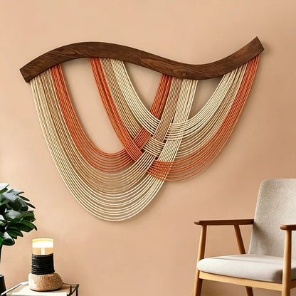 Macrame Wall Hanging Boho Decor Wall Tapestry Handmade Tassel Wall Art for Living Room Bedroom Headboard Apartment Home Decor
