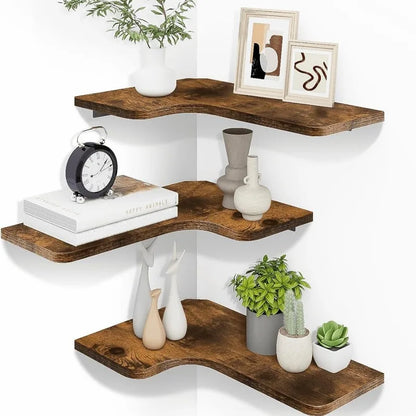 Wholesale Wood Floating Shelves Racks Wall Decor Rustic Farmhouse Wall  Room Shelves for Wall Storage Book Holders Set of 4
