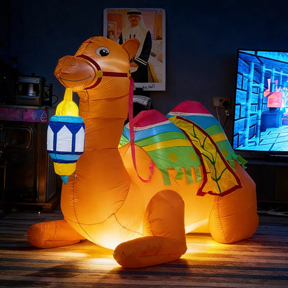 2026 EID Ramadan Decoration Inflatable Camel Outdoor Garden Sculpture Decoration LED Light Eid Mubarak Inflatables Yard