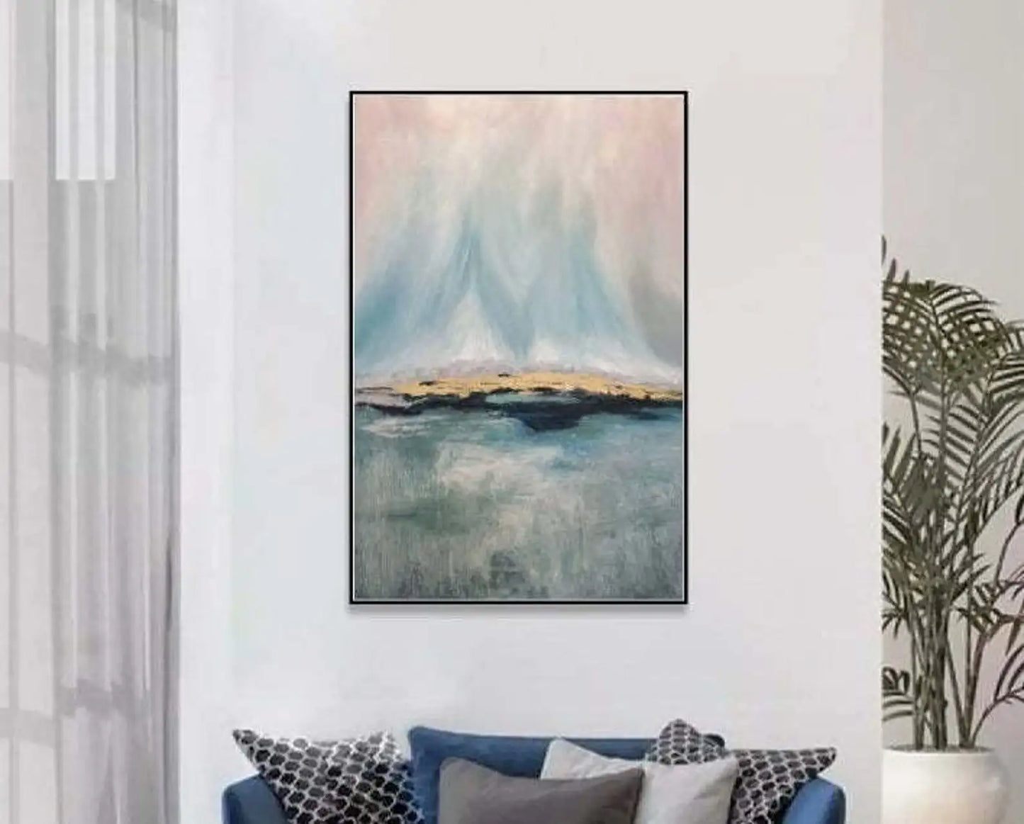 Mhemyo Large White and Gold Abstract Oil Painting Textured Minimalist Wall Art Handmade Luxury Canvas Modern Neutral Home Decor