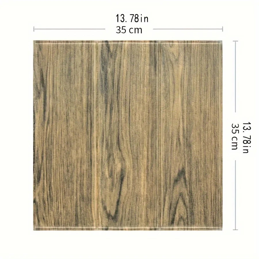 10pcs Wood Grain Wallpaper Panels Peel and Stick for Interior Wall Decor Self-Adhesive Foam Wall for TV Background Walls Bedroom