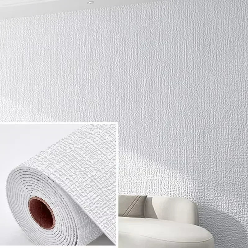 Self Adhesive 3D Linen Texture Wallpaper Moisture Proof Thickened Wall Stickers Panels for Living Room Bedroom Home Decor