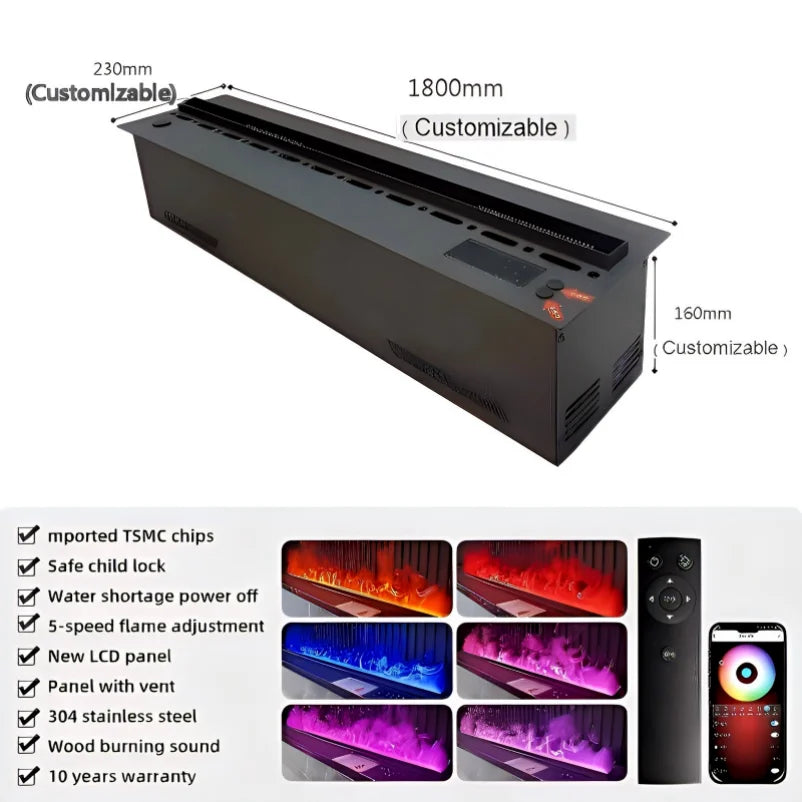 Professional Grade Water Vapor Fireplace Patented Optimyst Flame Technology Gas-like Realism Without Dangerflame effect fireplac