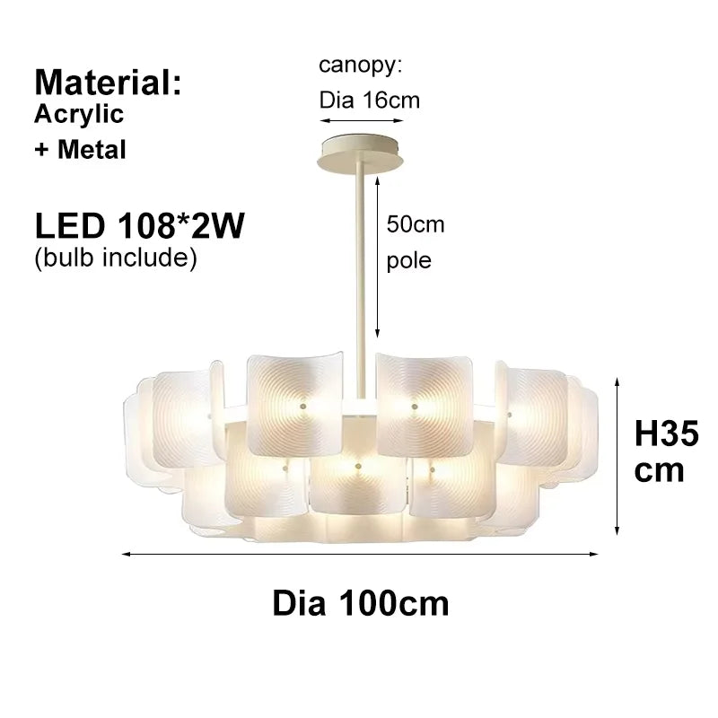 Creative Living Room Large Chandelier Minimalist Wabi Sabi LED Chandelier For Villa Bedroom Home Nordic White Lobby Hanging Lamp