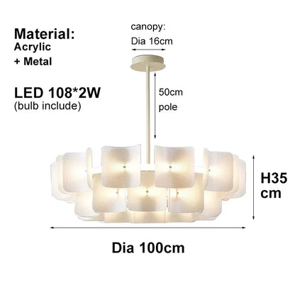 Creative Living Room Large Chandelier Minimalist Wabi Sabi LED Chandelier For Villa Bedroom Home Nordic White Lobby Hanging Lamp