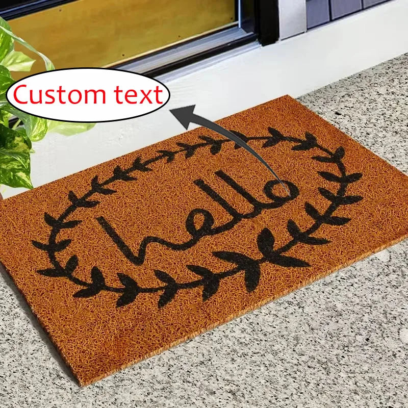 Personalized Quote Coconut Fiber Doormat Custom Outdoor Indoor Door Rug for Patio Entry Dust Removal Durable Easy Maintain