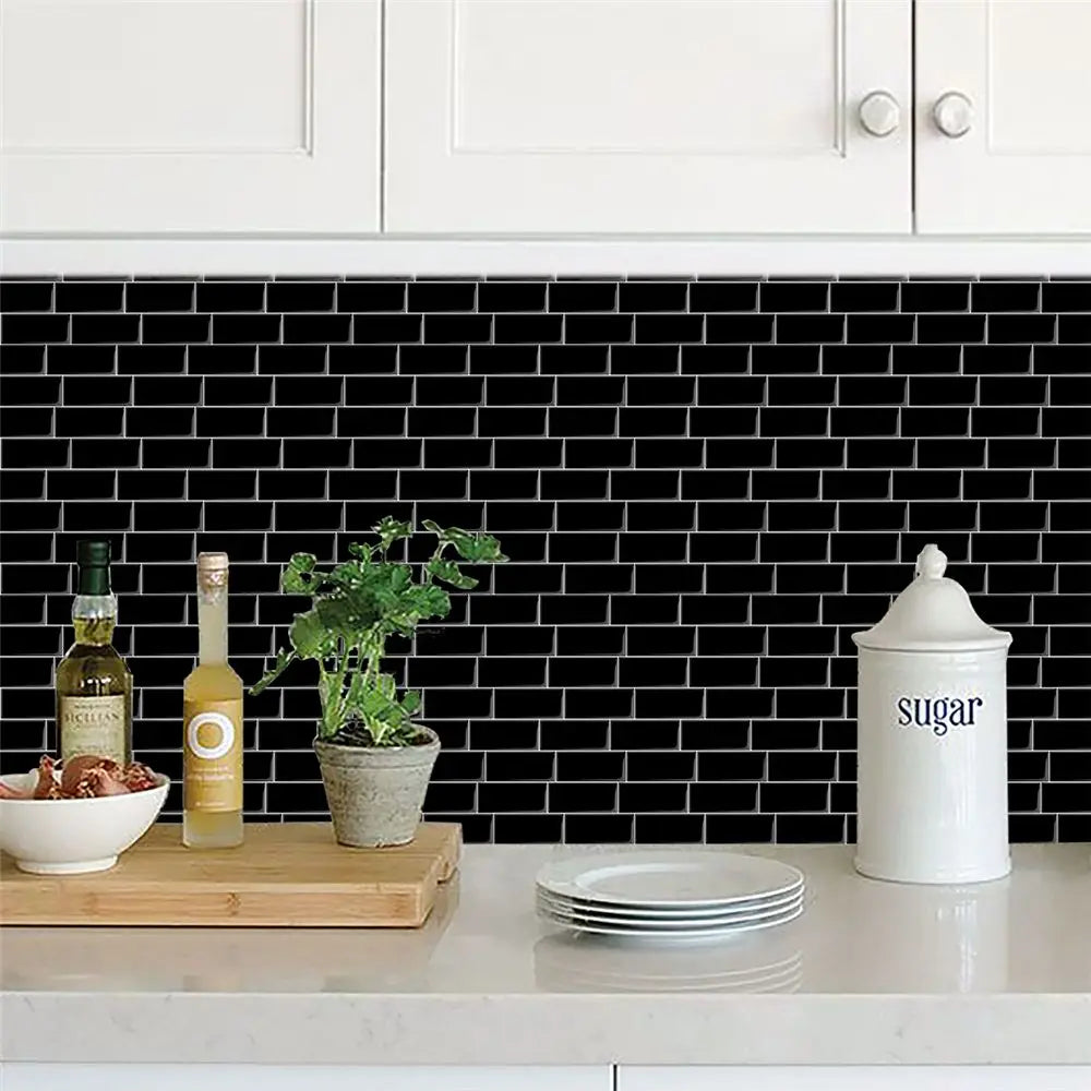 3D Grey Brick Durable DIY Wall Sticker Waterproof Removable Home Decor Grey Brick 3D Wallpaper Kitchen