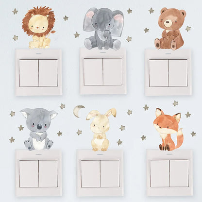 Forest Animals Rainbow Wall Stickers for Kids Rooms Children Boys Girls Baby Room Decoration Nursery Wallpaper Giraffe Elephant