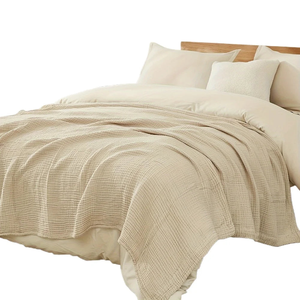 Large 6-Layer Gauze Blanket All-Season Soft Breathable for Adults Sofa or Bed Bedding Hand Wash Only Neutral Beige for Men Women