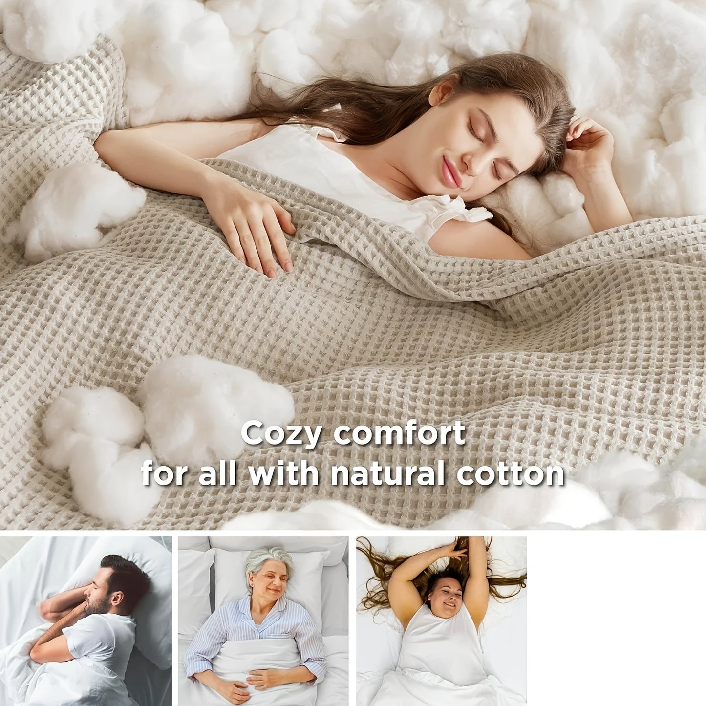 Battilo Cotton Throw Blanket Soft Breathable Waffle Blanket for Twin Queen King Bed Decorative Plaid Sofa Blankets Summer Throws