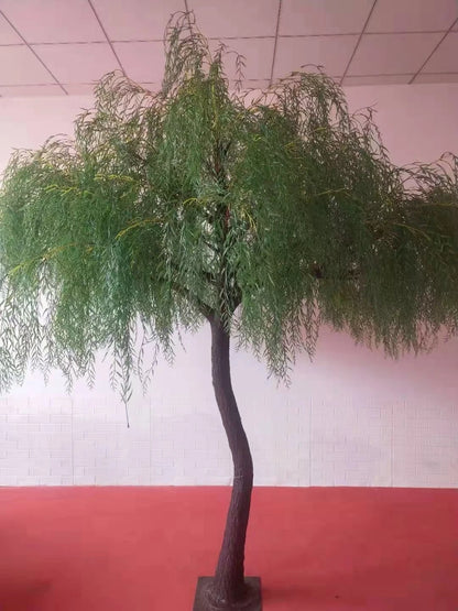 Custom Large Faux Green Weeping Willow Tree Artificial Silk Plant for Indoor Outdoor Home Garden Decoration