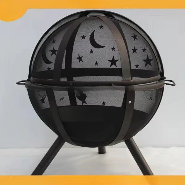 Black Folding 360° Fire Pit, Portable Collapsible Fire Bowl for Outdoor Camping, Patio, Backyard, Bonfire, Heating & BBQ