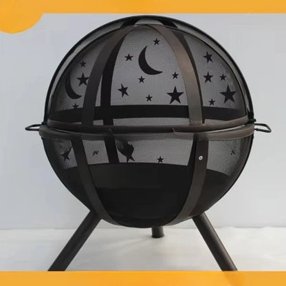 Black Folding 360° Fire Pit, Portable Collapsible Fire Bowl for Outdoor Camping, Patio, Backyard, Bonfire, Heating & BBQ