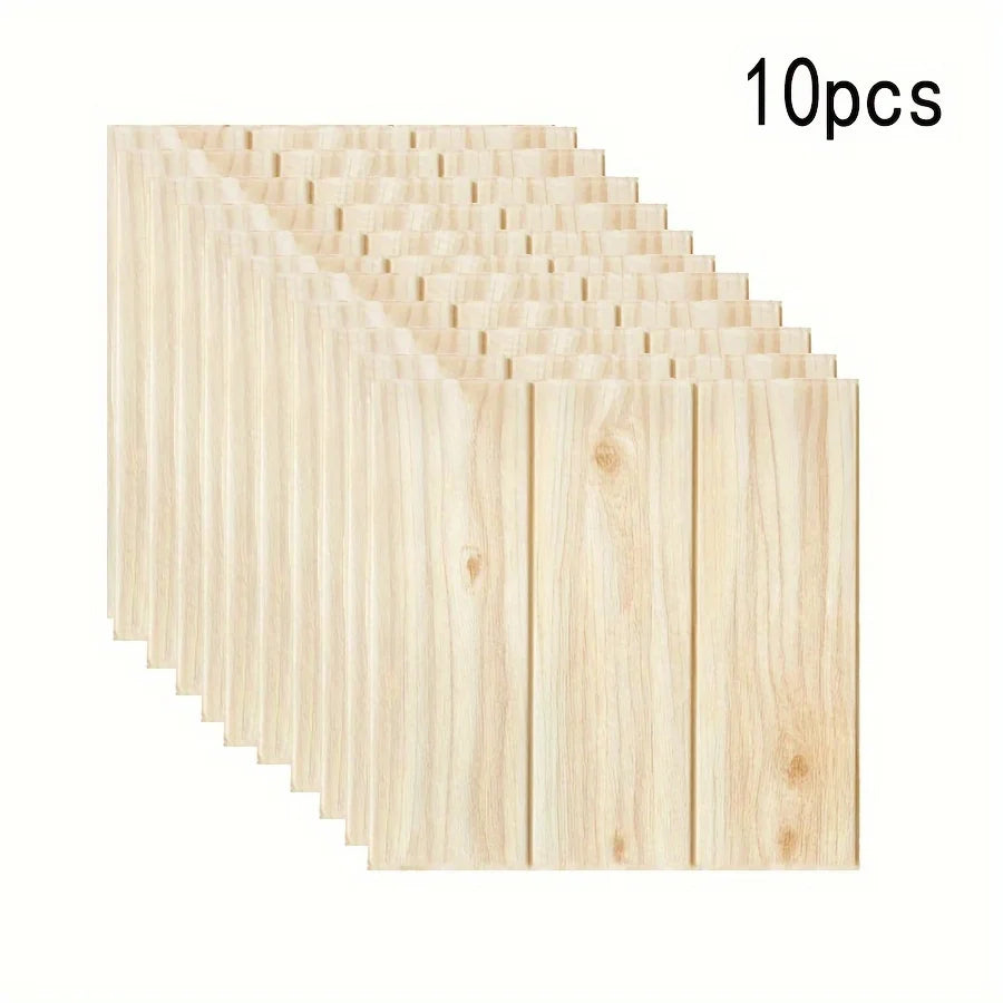 10pcs Wood Grain Wallpaper Panels Peel and Stick for Interior Wall Decor Self-Adhesive Foam Wall for TV Background Walls Bedroom