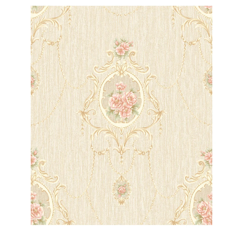 American Pastoral Non-Woven Wallpaper 3D Three-Dimensional Background Wall Home Bedroom Living Room Ab Matching Floral Wallpaper