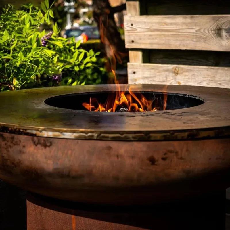 Wholesale direct sales 3-in-1 multi-functional backyard removable baking pan fire pit with barbecue grill