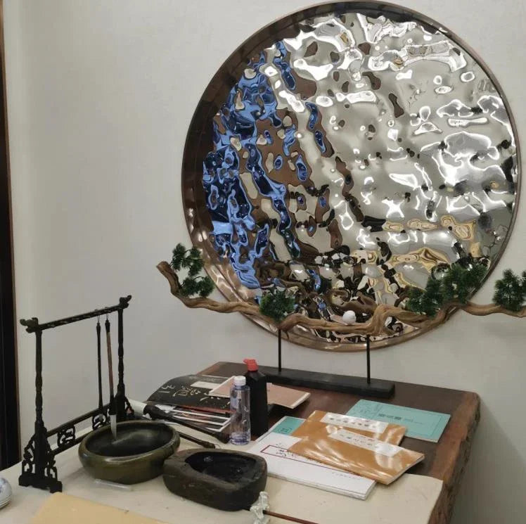 Aqumotic Peel and Stick Wallpaper Customized Wave Decorative PVC Plate Background Wallpapers Fake Metal Mirror Embossed