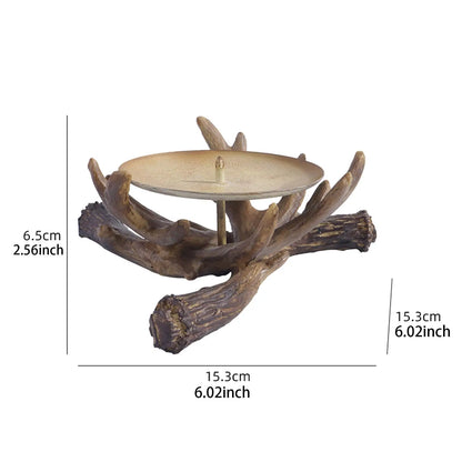 Resin Antler Candle Holder Craft Rustic Candlestick Holder for Table Bedroom House Decor Desktop Ornament