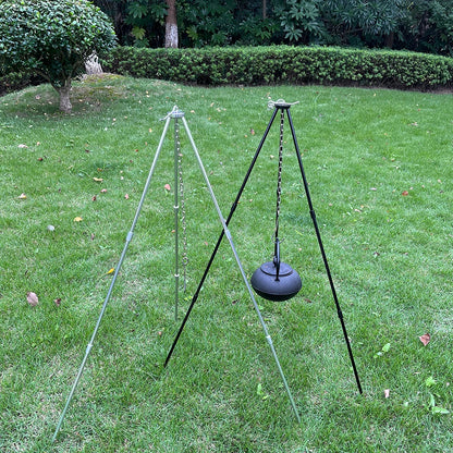 Outdoor Camping Campfire Tripod for Hanging Pot Cookware Picnic Cooking Pot Grill Rack Barbecue Support Aluminum Alloy Tripod