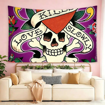 pink ed hardy wallpaper  Flags Wall Hanging Tapestry Outdoor Garage Room Decorative flag Background Blanket