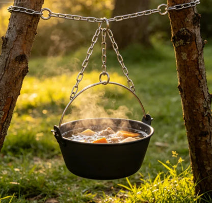 Pure Titanium Pot Hanging Chain, Portable Camping Fire Pit Hanger With Wrench For Outdoor Cooking