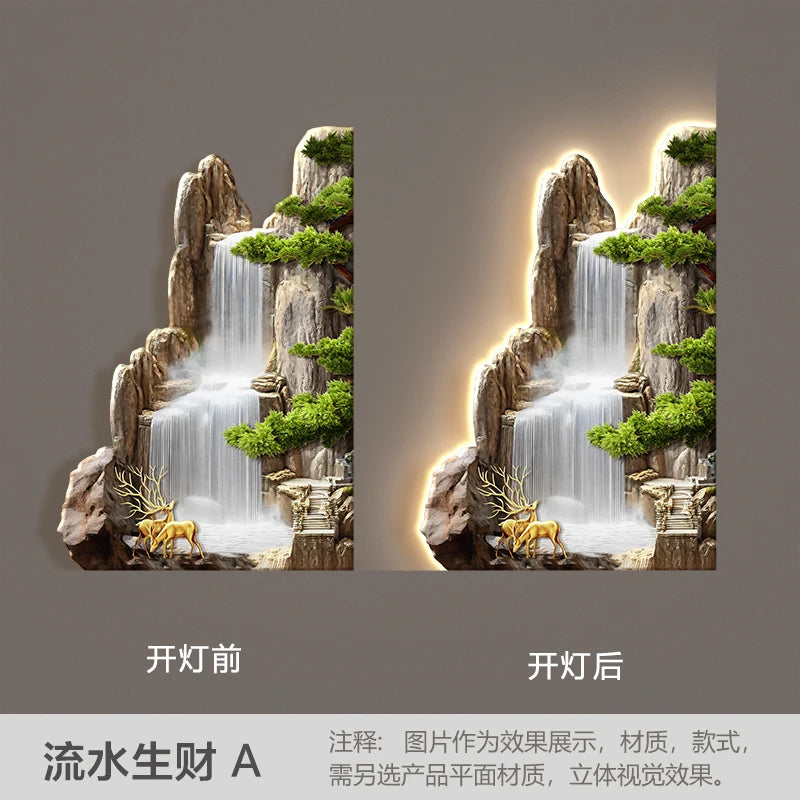 Welcome guests to the living room decoration painting, pine sofa background, wall mounted painting, deer corner lamp mural