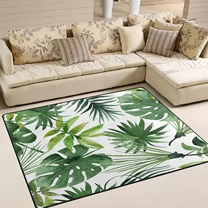 Living Room Black Gold Tropical Leaf Rug Home Non-slip  Kitchen Corridor Entrance Mat