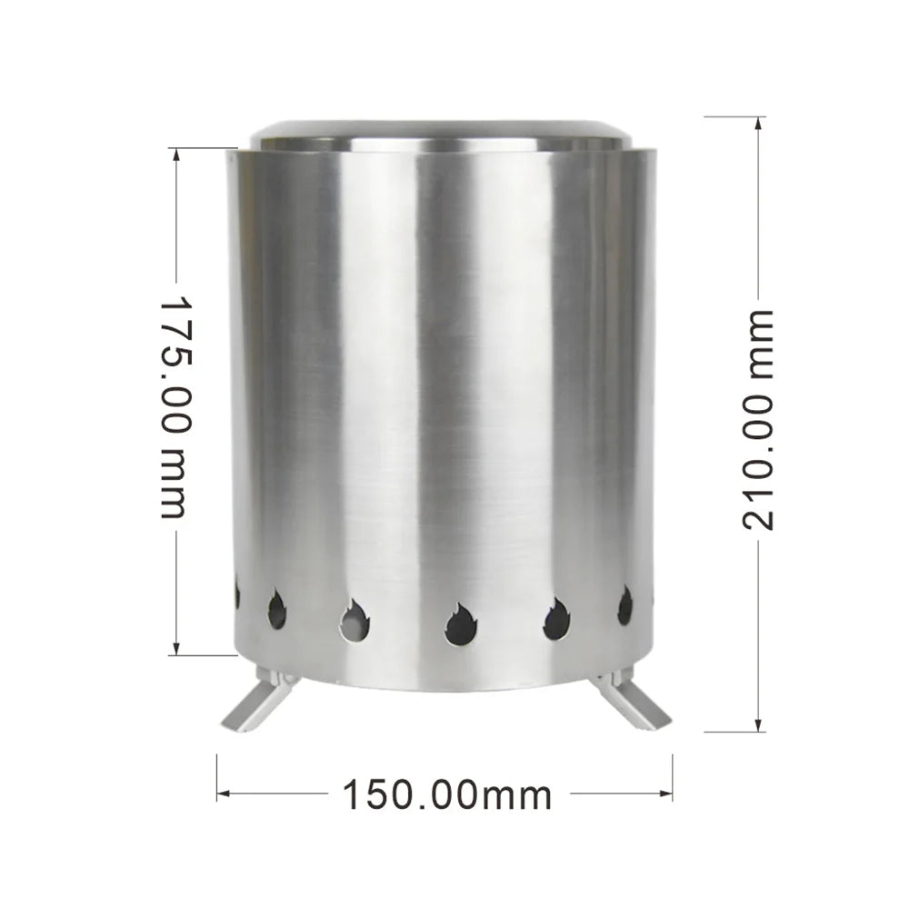 Camping Wood Stove Stainless Steel Outdoor Smokeless Fire Pit Small Backpacking Stove for Traveling Hiking Picnic