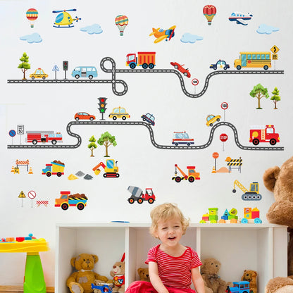 Mobile Car Wall Stickers Wallpaper Murals Watercolor Stickers Children's Room Home Decoration