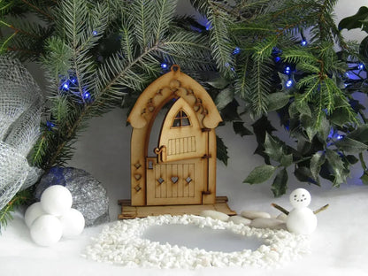 1 Pack Wooden Fairy Garden Door Blank Door Unfinished Elf Window Fairy House Door   Windows Ornaments Tree Statues for Tree Tr