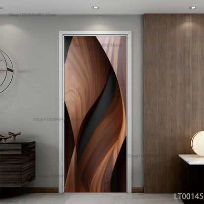 Wood Texture Series Waterproof Self-Adhesive Wallpaper Art Mural Stickers for Decor Door Cabinet Closet Ornamental Stickers