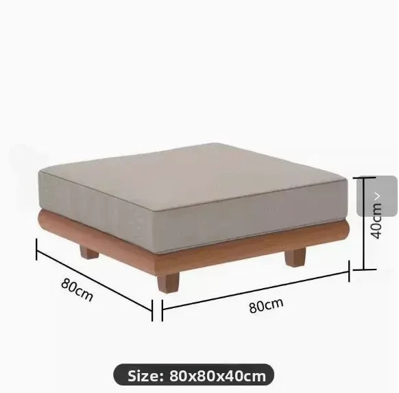 Patio Sofa Set, Made of Imported Teak Wood, Outdoor-grade Waterproof Fabric, Crack-resistant, Suitable for Outdoor Use.
