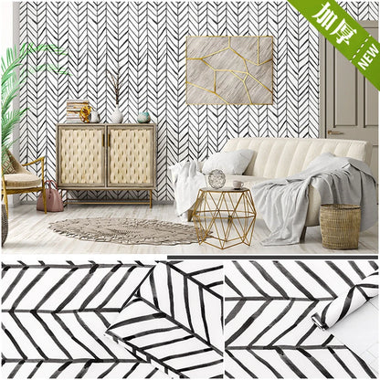 Bamboo wallpaper modern geometric contact paper black stripes detachable self-adhesive wallpaper wall covering home decoration