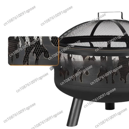Cross-border Metal Multi-function Wood Burning Fire Pit for Outdoor Camping Grill Barbecue Charcoal Stove Flame Retardant