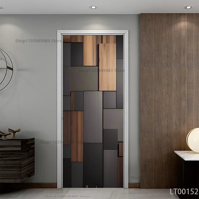 Wood Texture Series Waterproof Self-Adhesive Wallpaper Art Mural Stickers for Decor Door Cabinet Closet Ornamental Stickers
