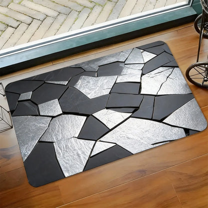 Black Gold Marble Indoor Outdoor Rug – Non-slip Mat for Bathroom Kitchen Living Room Patio Café Bar, Ideal Gift