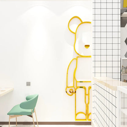 Bear Wall Stickers Mirror Acrylic Wall Sticker DIY PVC Wallpaper Self-adhesive Restaurant Bedroom Wall Decor