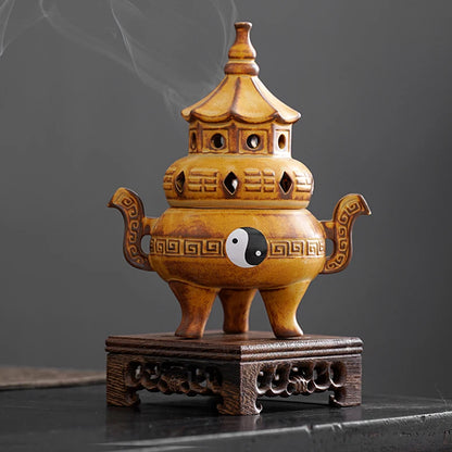 Tall Tai Chi Eight Trigu Stove Living Room Decoration Creative Home Indoor Plate Incense Burner Ceramic Incense Burner