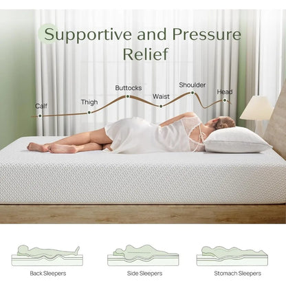 Mattress, 6 Inch Gel Memory Foam Mattress in a Box, Fiberglass Free, Breathable for Cooler Sleep, Customized