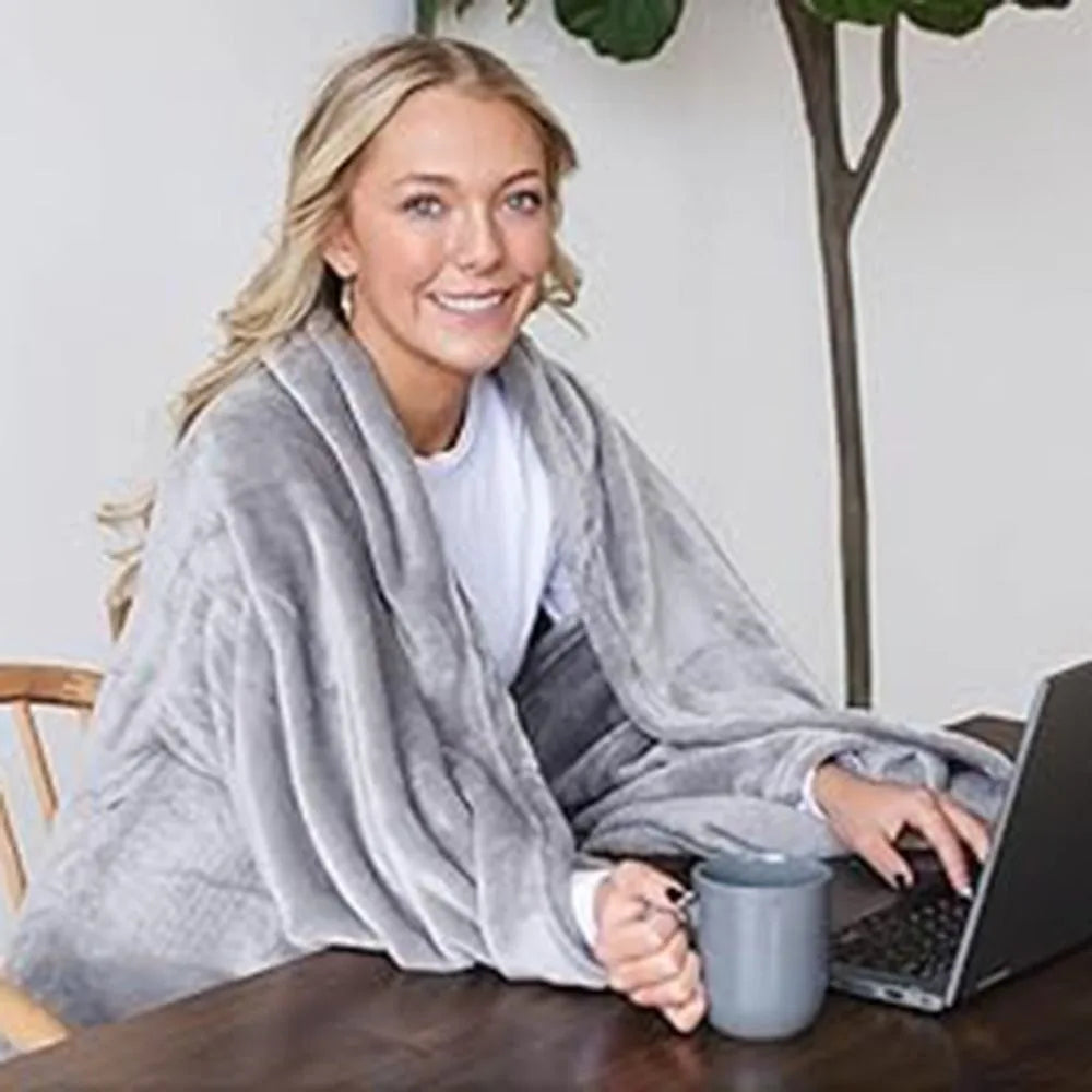 Cozy Flannel Winter Wearable Blanket Thickened Sofa Throw Blanket Washable Soft Leisure Blanket Winter