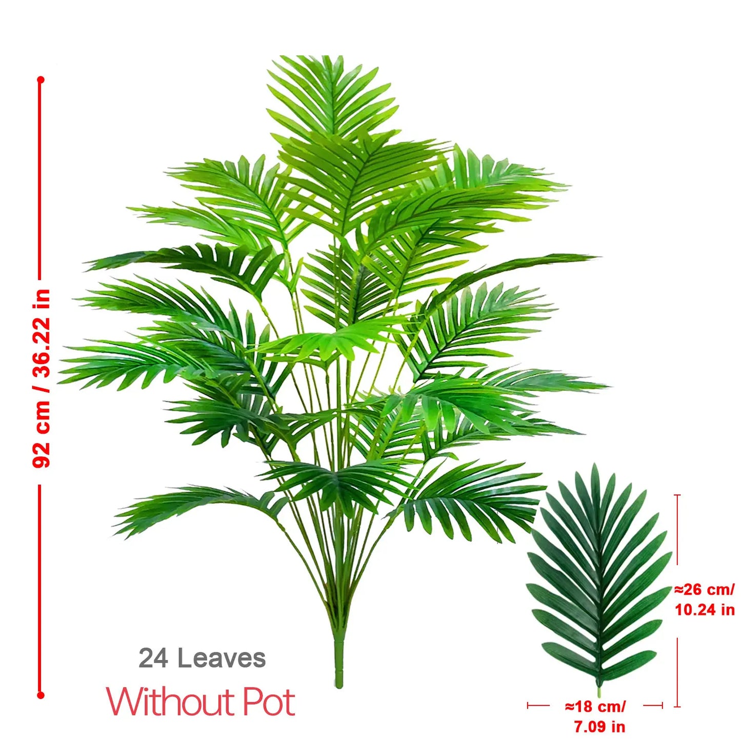 Areca Palm Fake Plant Tree with Pot, Plastic Green Artificial Bonsai for Home Room Indoor Outdoor Garden Office Party Decor