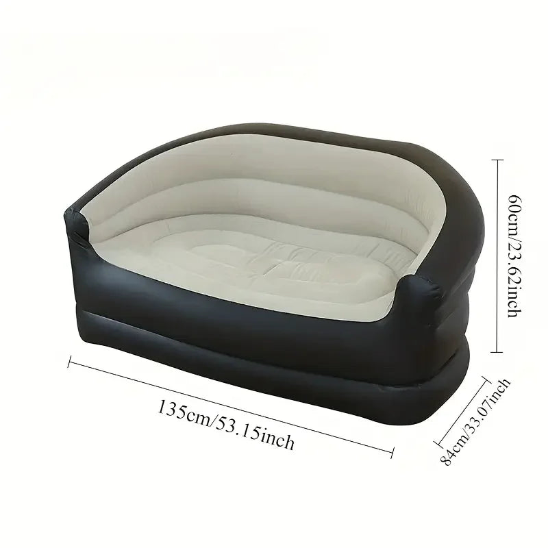 Outdoor Portable Inflatable Bed, Lounging Double Sofa, Folding Camping Inflatable Recliner, Flocking Outdoor Inflatable Sofa