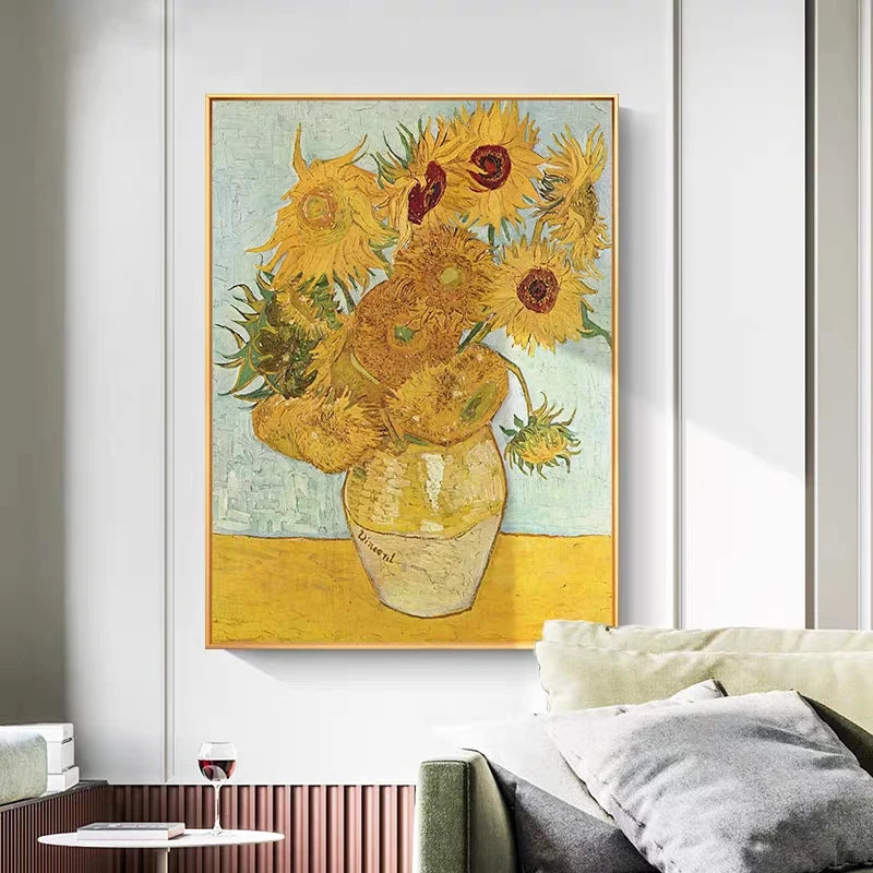 Modern 100% Hand Painted Sunflower Oil Painting Reproduction Canvas Wall Art Unframed Paintings Wall Picture Artwork Van Gogh