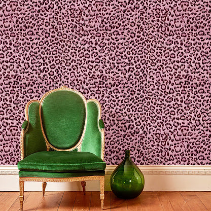 Classic Rose Pink Leopard Print Wallpaper Waterproof Peel and Stick Wall Decal for Bedroom Living Room Removable Wall Covering